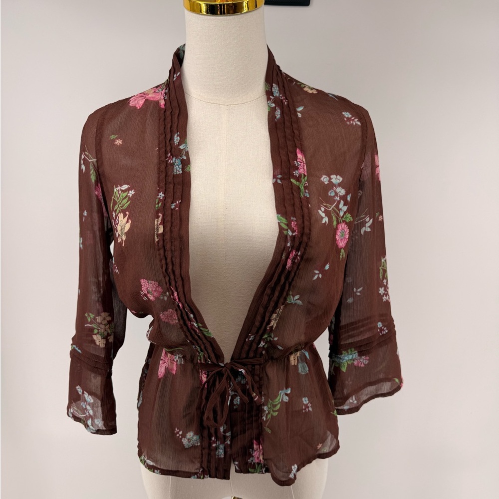 Y2K Bohemian Floral Sheer Blouse